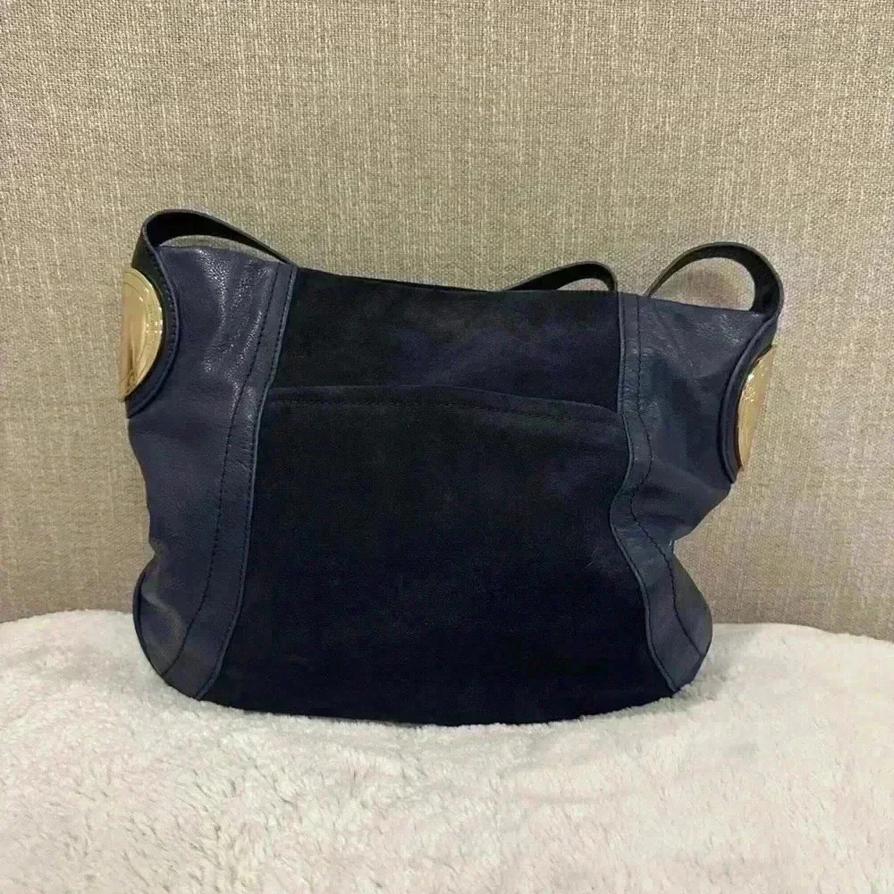 Timeless B Makowsky Giamma00 Blue Suede Leather Hobo Shoulder Handbag Purse